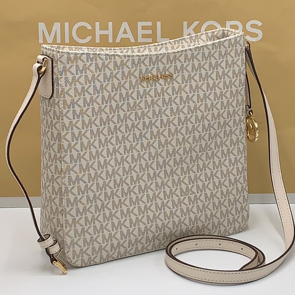 Michael Kors Jet Set Travel Large Messenger Crossbody Bag Light Cream Multi